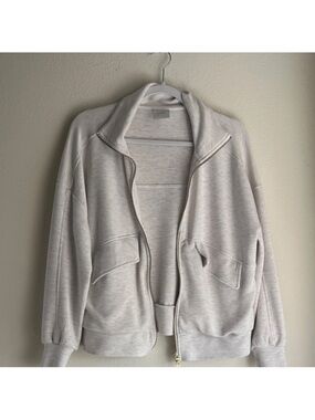 Varley Light Heather Gray Zip Front Pocket Sweater Jacket